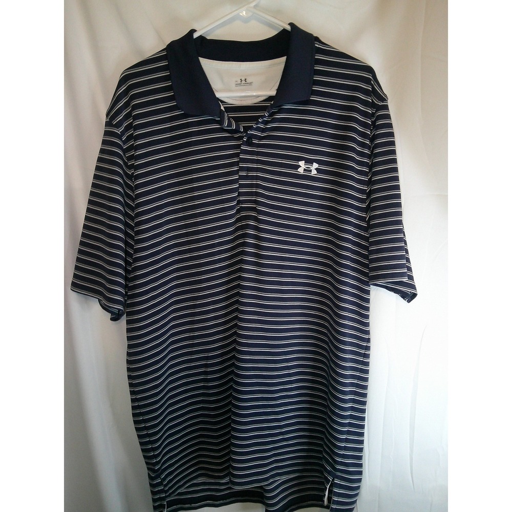 Vintage Under Armour Golfβ Polo Shirt Striped Athletic Training Activewear XL